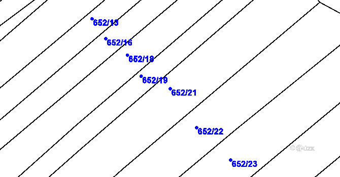 Parcela st. 652/21 v KÚ Plačice, Katastrální mapa