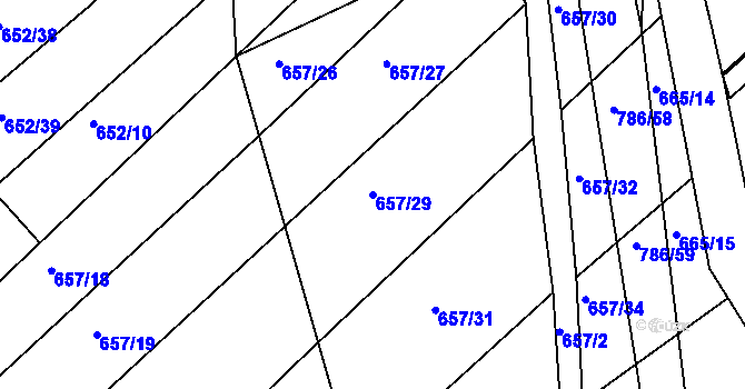 Parcela st. 657/29 v KÚ Plačice, Katastrální mapa