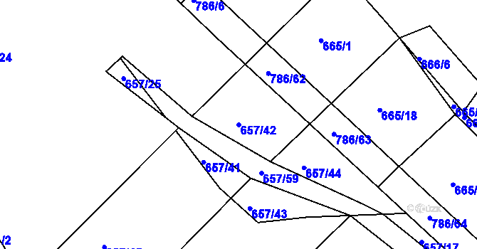 Parcela st. 657/42 v KÚ Plačice, Katastrální mapa