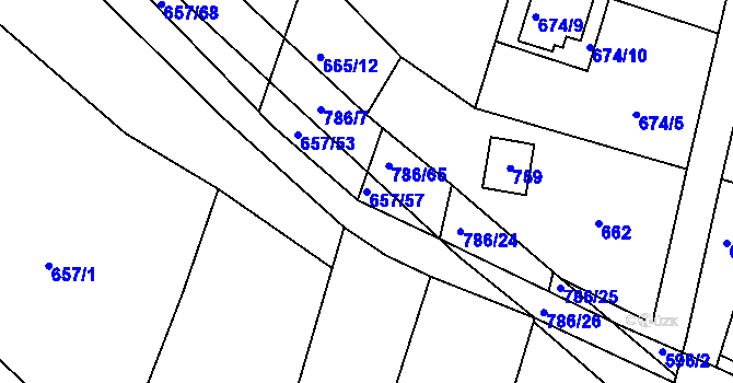 Parcela st. 657/57 v KÚ Plačice, Katastrální mapa