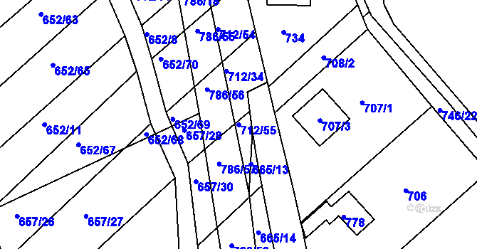 Parcela st. 712/55 v KÚ Plačice, Katastrální mapa