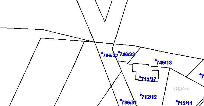 Parcela st. 786/32 v KÚ Plačice, Katastrální mapa