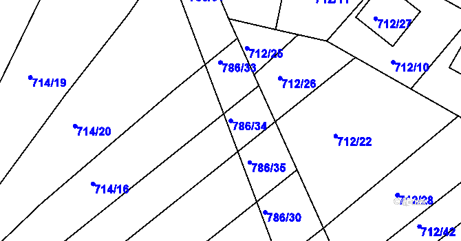 Parcela st. 786/34 v KÚ Plačice, Katastrální mapa