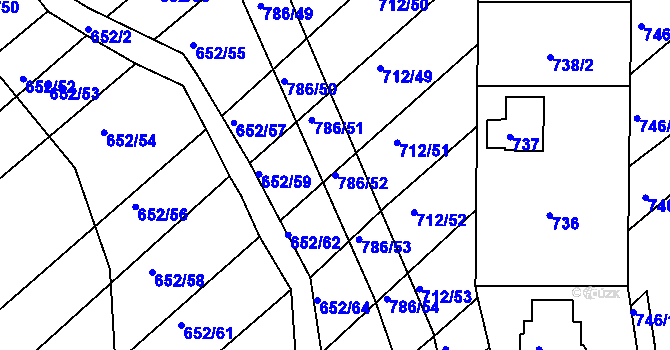 Parcela st. 786/52 v KÚ Plačice, Katastrální mapa