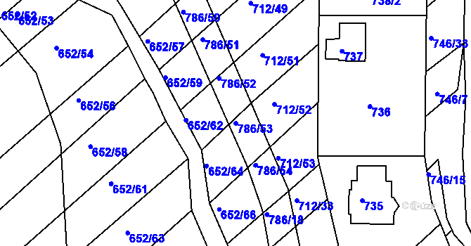 Parcela st. 786/53 v KÚ Plačice, Katastrální mapa
