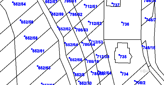 Parcela st. 786/54 v KÚ Plačice, Katastrální mapa