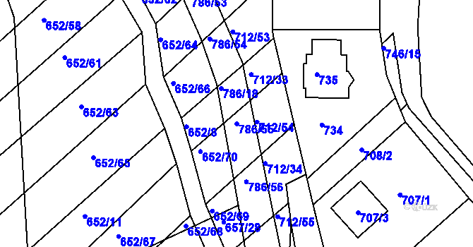 Parcela st. 786/55 v KÚ Plačice, Katastrální mapa