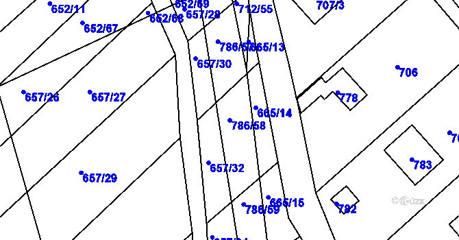 Parcela st. 786/58 v KÚ Plačice, Katastrální mapa