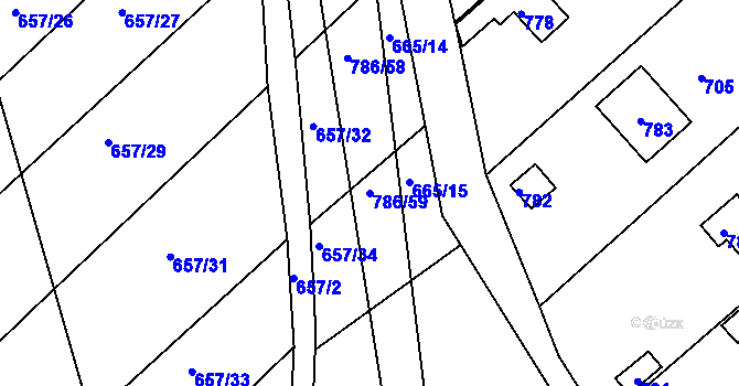 Parcela st. 786/59 v KÚ Plačice, Katastrální mapa