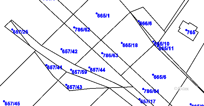 Parcela st. 786/63 v KÚ Plačice, Katastrální mapa