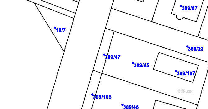 Parcela st. 389/47 v KÚ Plačice, Katastrální mapa