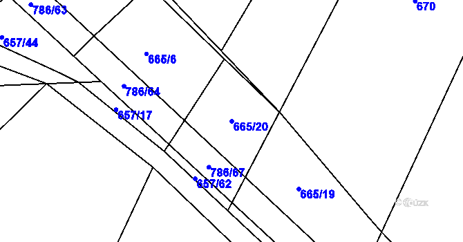 Parcela st. 665/20 v KÚ Plačice, Katastrální mapa