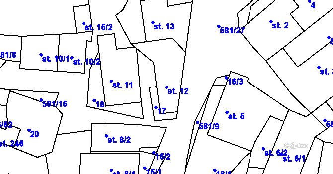 Parcela st. 12 v KÚ Plačkov, Katastrální mapa