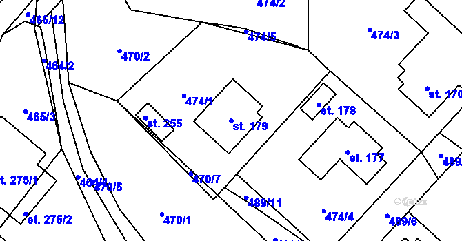 Parcela st. 179 v KÚ Plačkov, Katastrální mapa