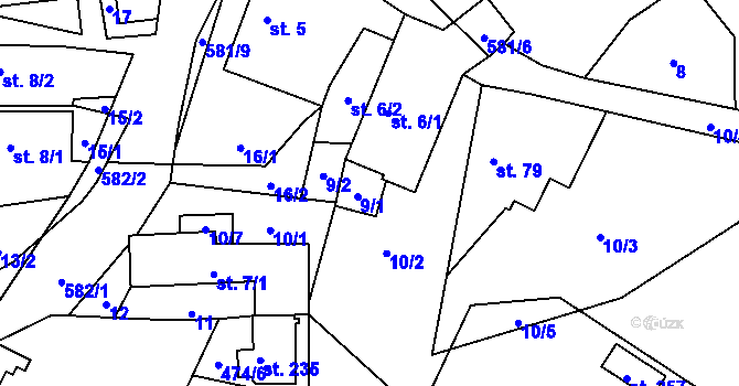 Parcela st. 9 v KÚ Plačkov, Katastrální mapa