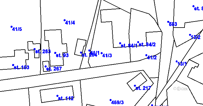 Parcela st. 41/3 v KÚ Plačkov, Katastrální mapa