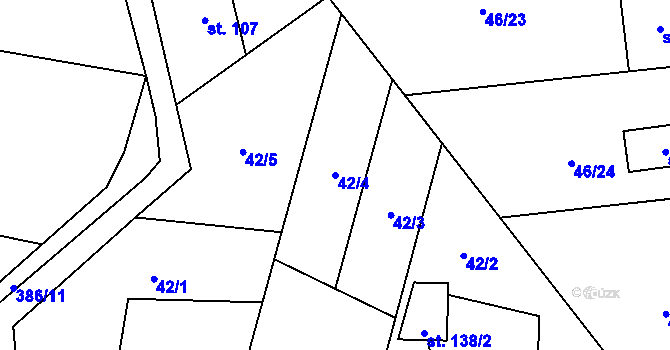 Parcela st. 42/4 v KÚ Plačkov, Katastrální mapa