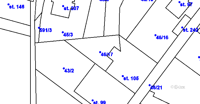 Parcela st. 46/17 v KÚ Plačkov, Katastrální mapa
