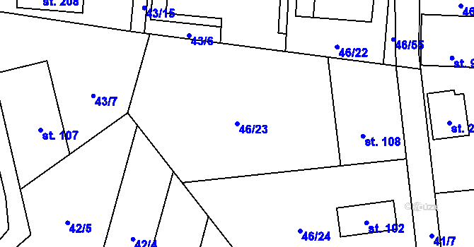 Parcela st. 46/23 v KÚ Plačkov, Katastrální mapa