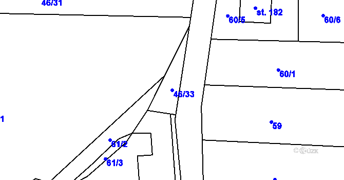 Parcela st. 46/33 v KÚ Plačkov, Katastrální mapa