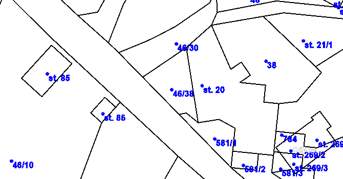 Parcela st. 46/38 v KÚ Plačkov, Katastrální mapa
