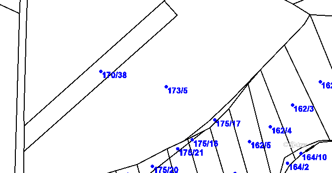 Parcela st. 173/5 v KÚ Plačkov, Katastrální mapa