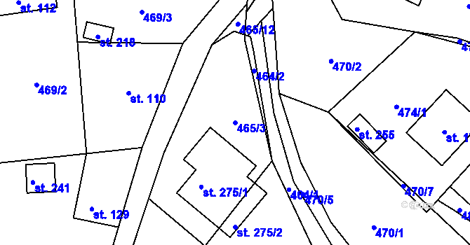 Parcela st. 465/3 v KÚ Plačkov, Katastrální mapa