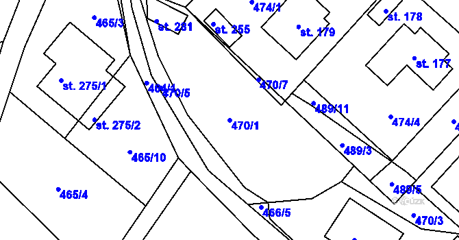 Parcela st. 470/1 v KÚ Plačkov, Katastrální mapa