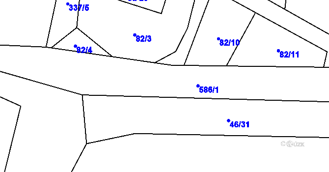 Parcela st. 586 v KÚ Plačkov, Katastrální mapa