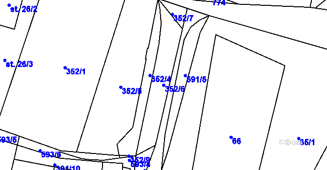 Parcela st. 352/6 v KÚ Plačkov, Katastrální mapa