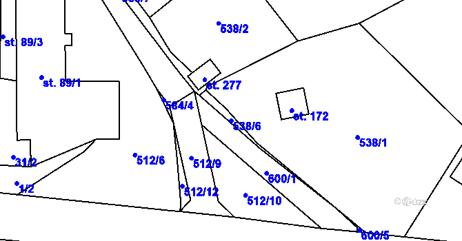 Parcela st. 538/6 v KÚ Plačkov, Katastrální mapa