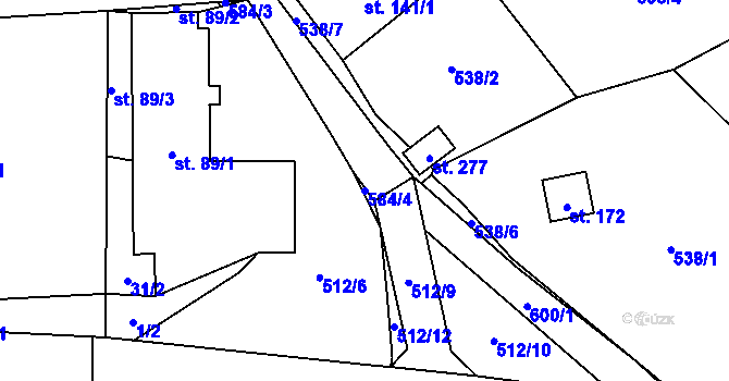 Parcela st. 584/4 v KÚ Plačkov, Katastrální mapa
