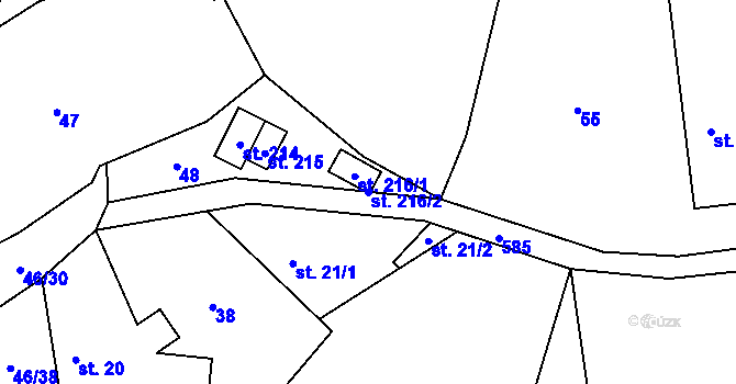 Parcela st. 216/2 v KÚ Plačkov, Katastrální mapa
