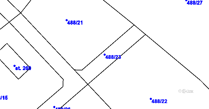 Parcela st. 488/23 v KÚ Plačkov, Katastrální mapa