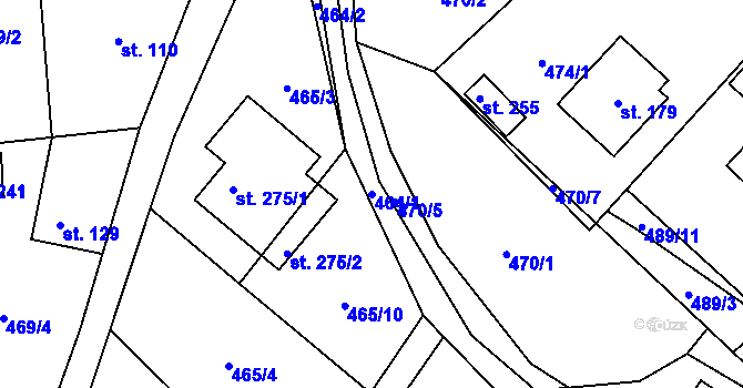 Parcela st. 464/1 v KÚ Plačkov, Katastrální mapa