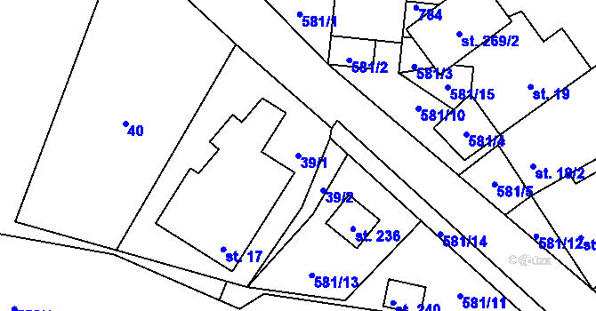 Parcela st. 39/1 v KÚ Plačkov, Katastrální mapa