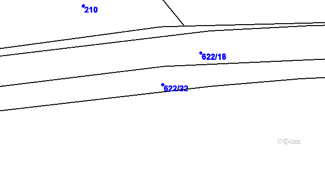 Parcela st. 622/22 v KÚ Plačkov, Katastrální mapa