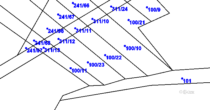 Parcela st. 100/22 v KÚ Plačkov, Katastrální mapa