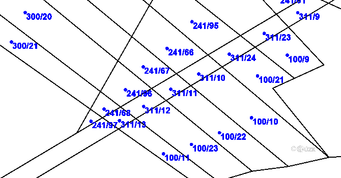 Parcela st. 311/11 v KÚ Plačkov, Katastrální mapa