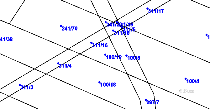 Parcela st. 100/19 v KÚ Plačkov, Katastrální mapa