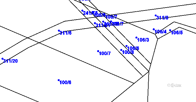 Parcela st. 100/7 v KÚ Plačkov, Katastrální mapa