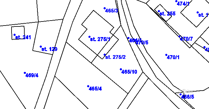 Parcela st. 275/2 v KÚ Plačkov, Katastrální mapa