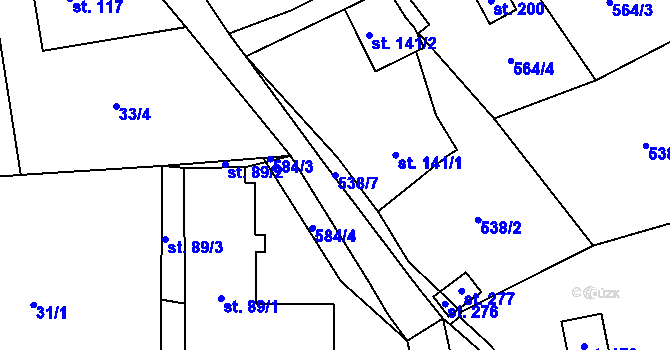 Parcela st. 538/7 v KÚ Plačkov, Katastrální mapa