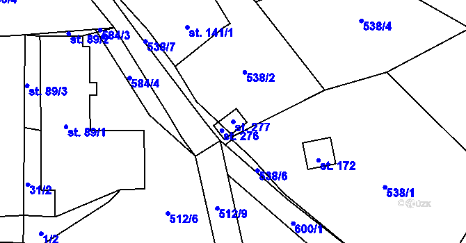 Parcela st. 277 v KÚ Plačkov, Katastrální mapa