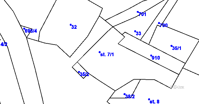 Parcela st. 7/1 v KÚ Křínov, Katastrální mapa