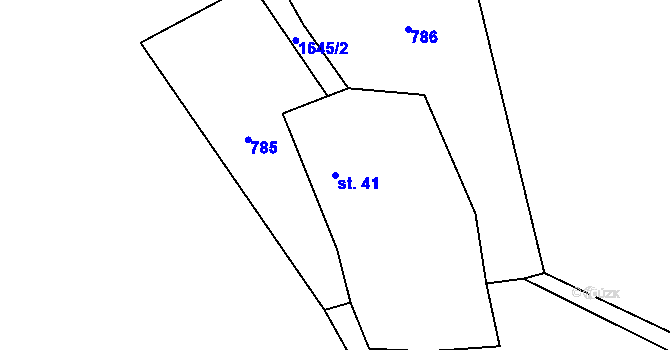 Parcela st. 41 v KÚ Kříženec, Katastrální mapa