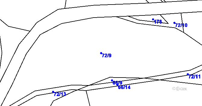 Parcela st. 72/9 v KÚ Otín u Plané, Katastrální mapa