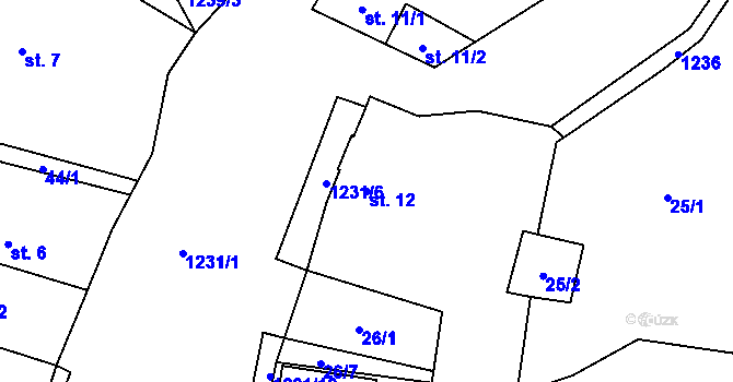 Parcela st. 12 v KÚ Otín u Plané, Katastrální mapa