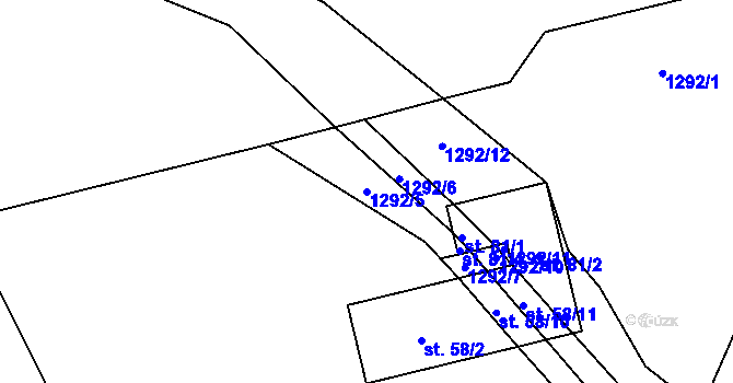 Parcela st. 1292/5 v KÚ Otín u Plané, Katastrální mapa