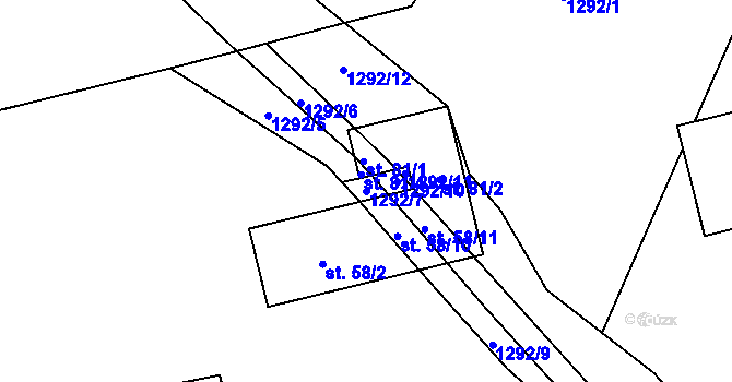 Parcela st. 1292/7 v KÚ Otín u Plané, Katastrální mapa